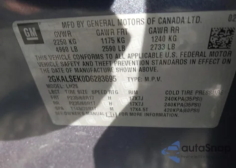 2013 GMC Terrain Sle-2 from USA, damaged, VIN 2GKALSEK0D6283695